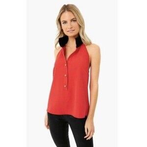 Tuckernuck Jagger Halter Top Red Poppy Gold Blouse NWT - Size XL
